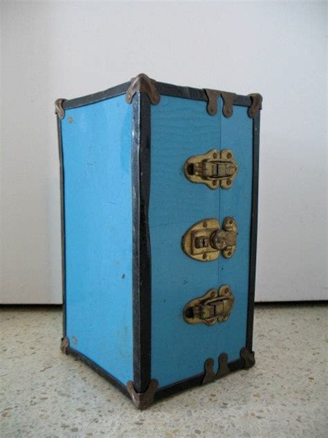 blue metal doll box|Blue Antique Trunks for sale .